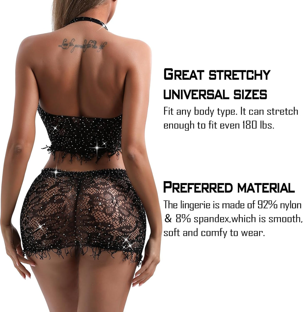 Fishnet Bodysuit Lingerie Set - Mesh Teddy Babydoll