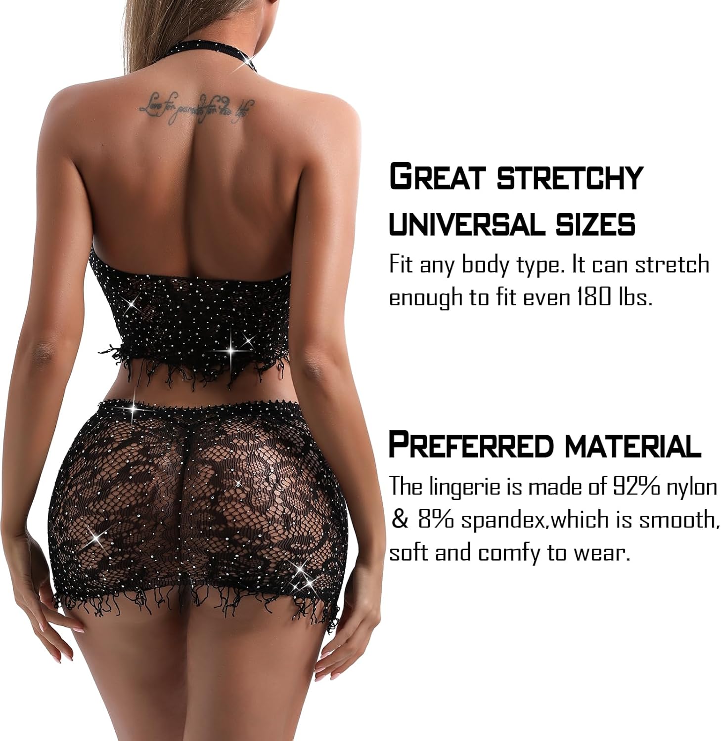 Fishnet Bodysuit Lingerie Set - Mesh Teddy Babydoll