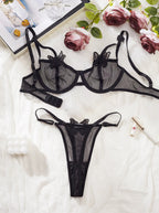 Butterfly Glamour Mesh Lingerie - Sequin Bra and Brief Set
