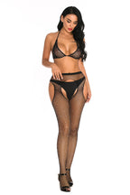 Rhinestone Mesh Dress with Stockings - Bikini Lingerie Set