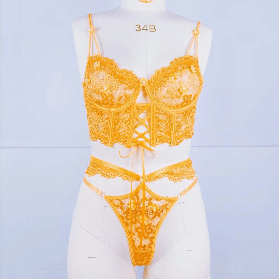 Blooming Beauty 3D Flower Bra - Beaded Lace Underwire Set