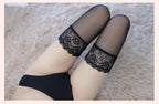 Non-Slip Lace Stockings - Glossy Thigh Highs