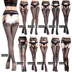 Garter Fishnet Stockings - Jacquard Pattern