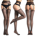 Garter Fishnet Stockings - Jacquard Pattern