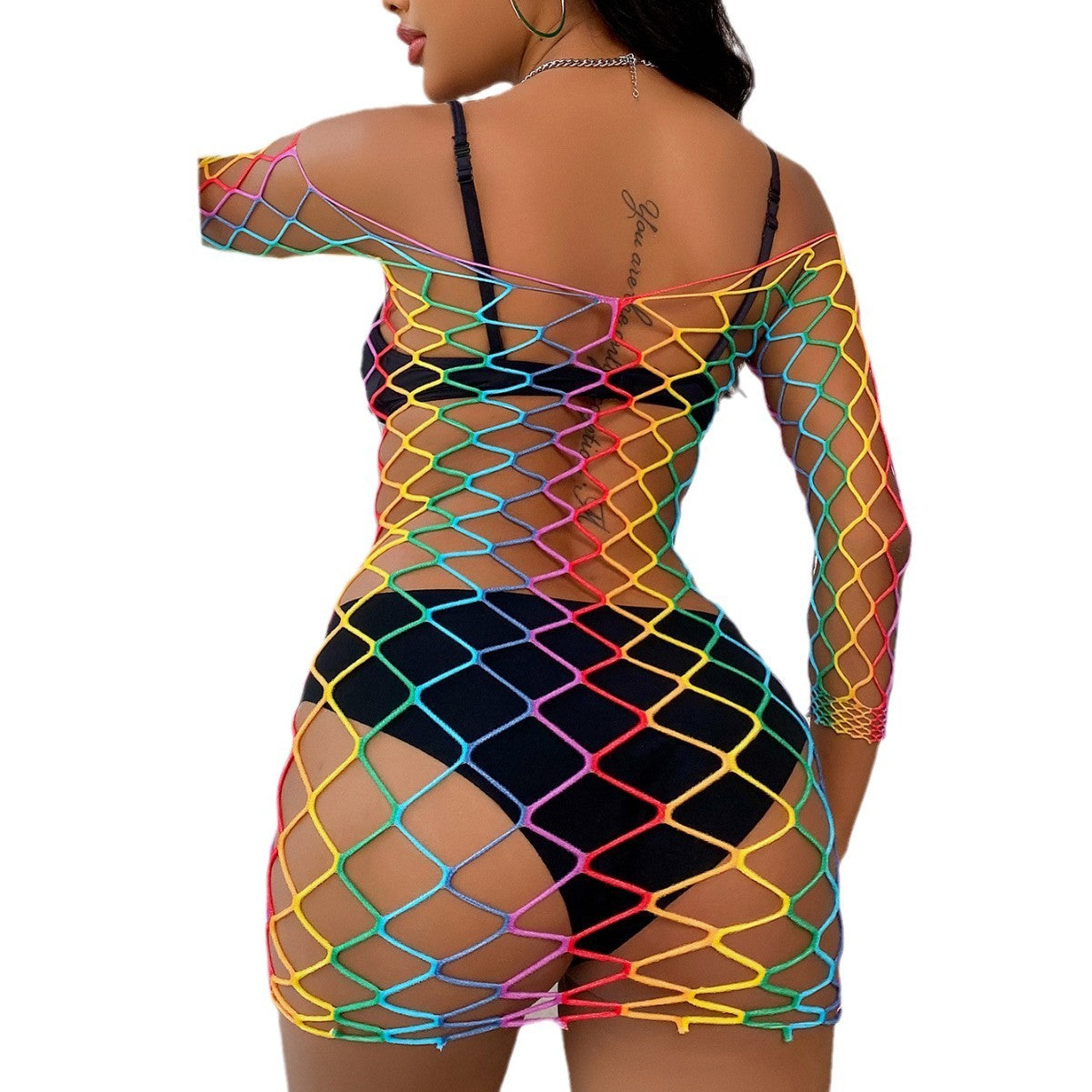 Colorful Fishnet Skirt - Bodycon Short Skirt Swimsuit