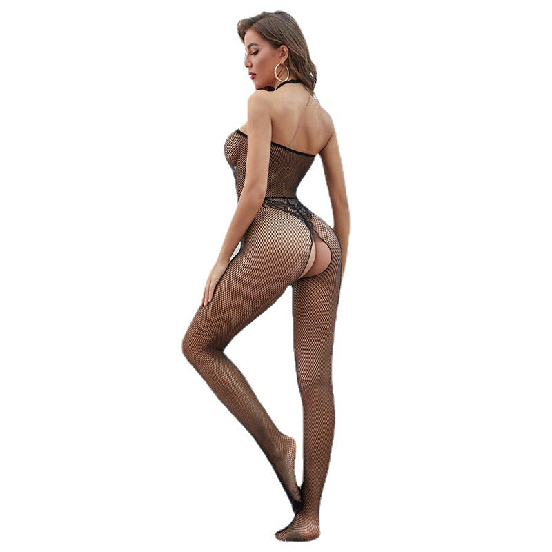 Plus Size Lace Halter Dress - Backless Nightdress