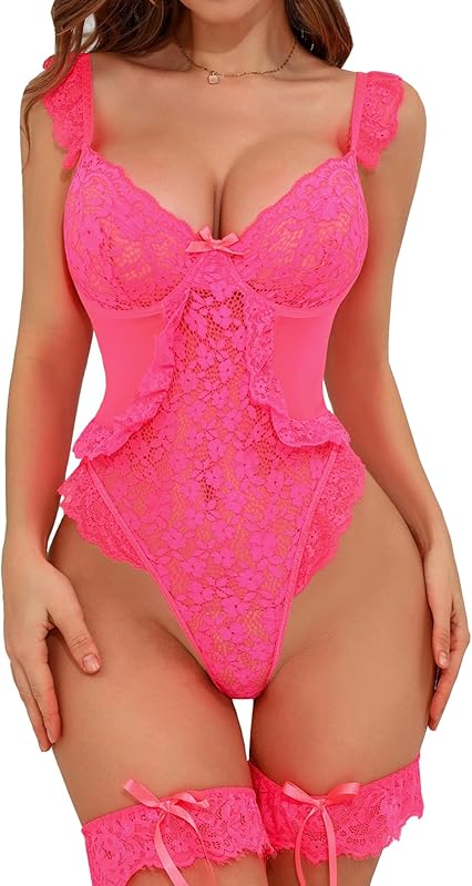 Enchanted Petals Lace Bodysuit - Snap Crotch Teddy