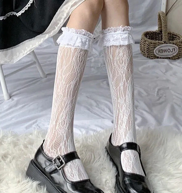 Anti-Snag Lace Pantyhose - Korean Style Hosiery