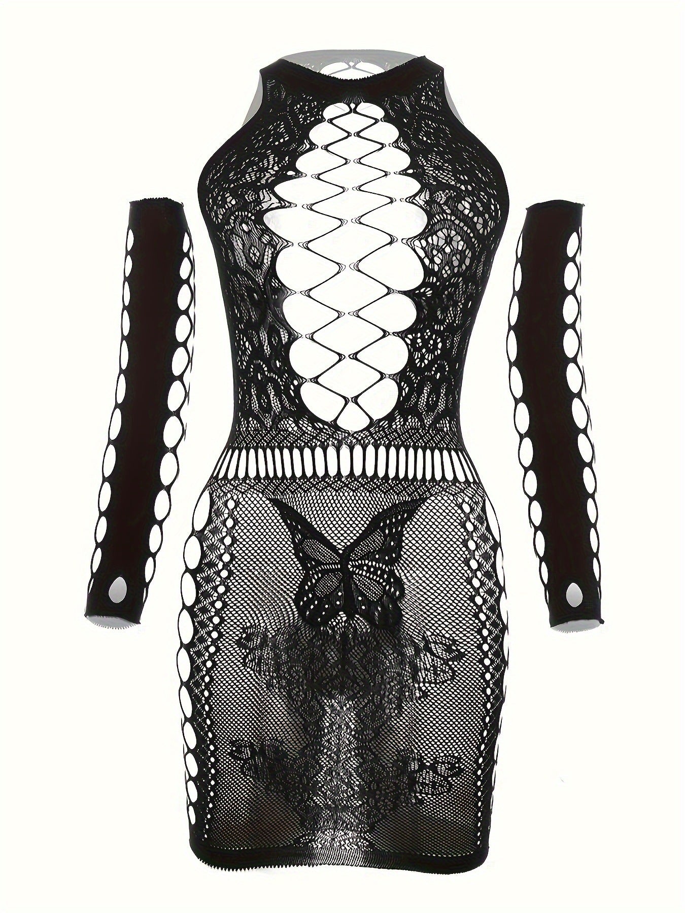 Plus Size Mesh Dress - Butterfly Sleeve Sleepwear