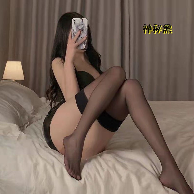 Over-Knee Stockings - Color Block Design with Red Edge