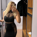 Fishnet Mesh Dress - Sleeveless Design