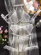 Goddess Embroidery Halter Set - 3 Piece Sheer Shapewear