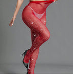 Rhinestone Fishnet Pantyhose - High Waist Slim Fit Plus Size