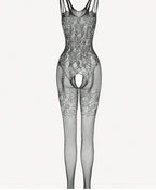 Tight-Fitting Bodysuit Pantyhose with Lace Garter Stockings Set