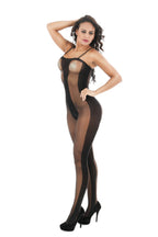 Mesh Camisole with Striped Jacquard Stockings - One-Piece Pajama Set
