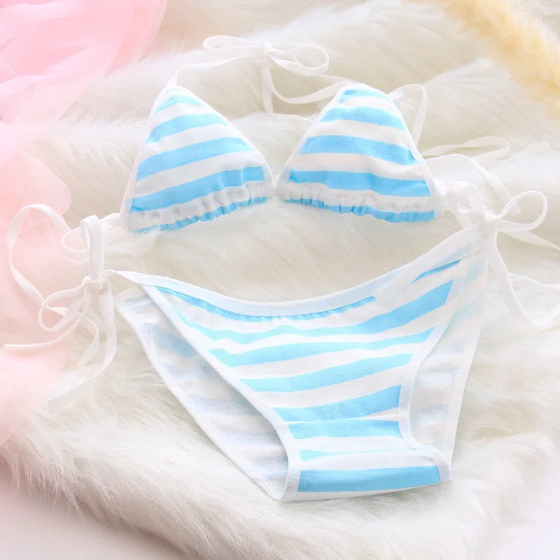Sailor Stripes Cotton Bralette - Seamless Kawaii Set