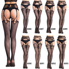 Plus Size Hollow Out Garter Pantyhose - Jacquard Fishnet Design