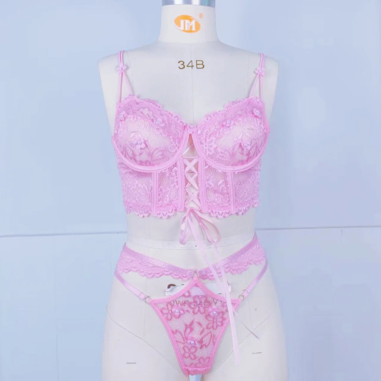 Blooming Beauty 3D Flower Bra - Beaded Lace Underwire Set