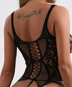 Jacquard Hollow Out Pantyhose - Women's Bodysuit Set
