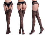 Garter Fishnet Stockings - Jacquard Pattern