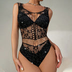 One-Piece Bikini Mesh Outfit - Hollow Out Design