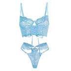 Noir Romance Floral Lace Set - Sheer Bra & Brief Collection