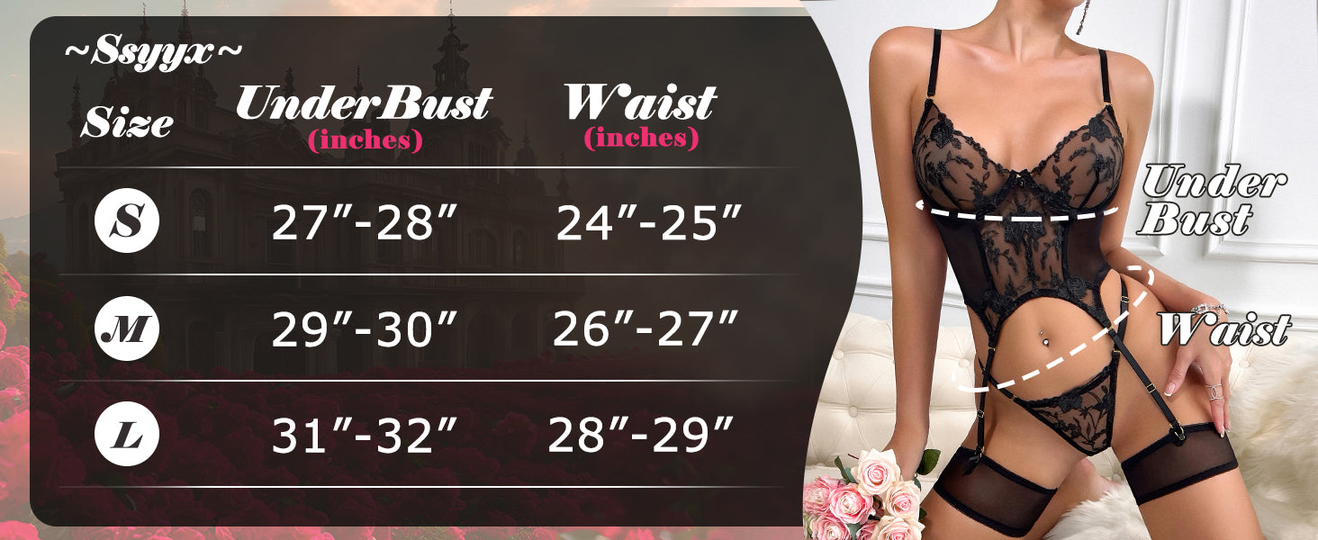 Corset Elegance Lace Teddy - 3 Piece Garter Belt Set