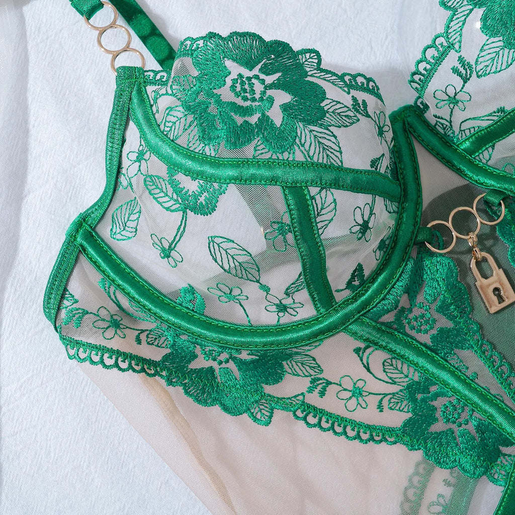 Ethereal Dreams Sheer Tulle Set - Delicate Lace Ensemble