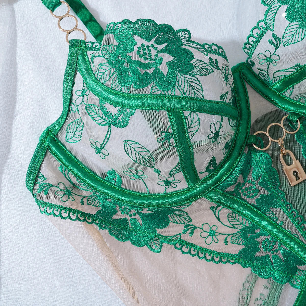 Ethereal Dreams Sheer Tulle Set - Delicate Lace Ensemble