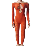 Plus Size Leopard Print Bodysuit - High Waist Slim Mesh Pajama Set