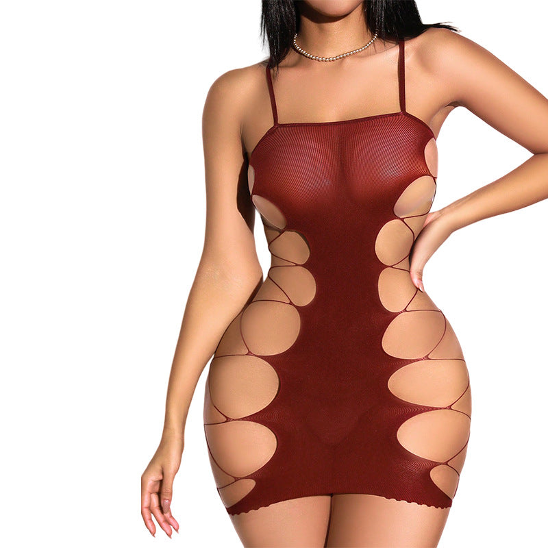 Hollow Out Fishnet Bodysuit - One Piece Design