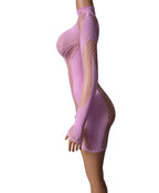 One-Piece Hollow Out Bodysuit - Short Style Half High Neck Long Sleeve