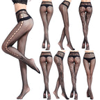 Jacquard Fishnet Stockings - Patterned Mesh Pantyhose Plus Size